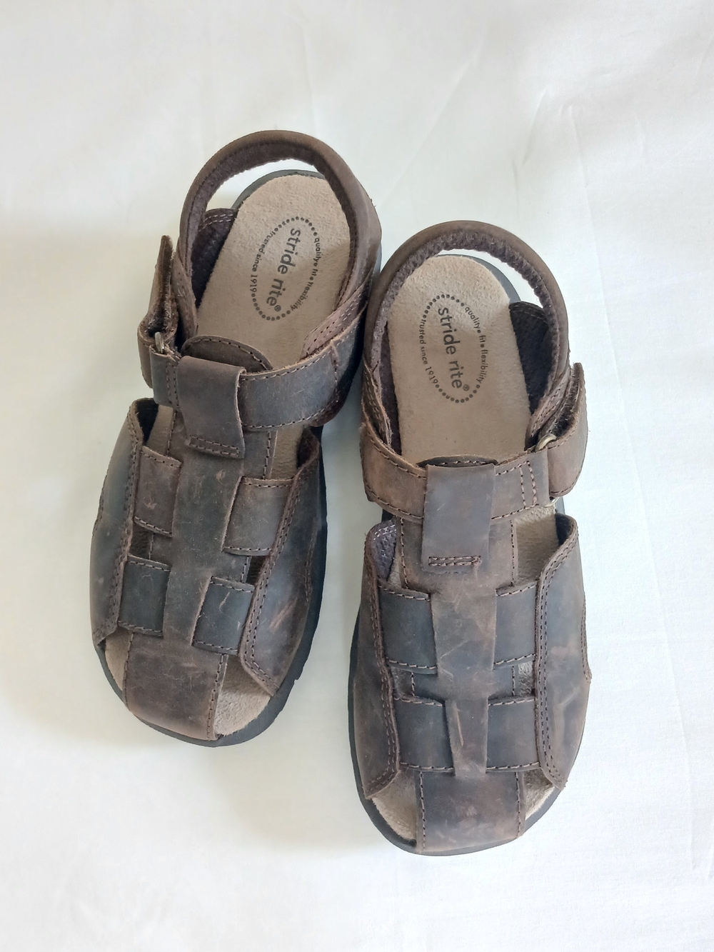 Stride Rite Kids Dark Brown Leather Sandals New